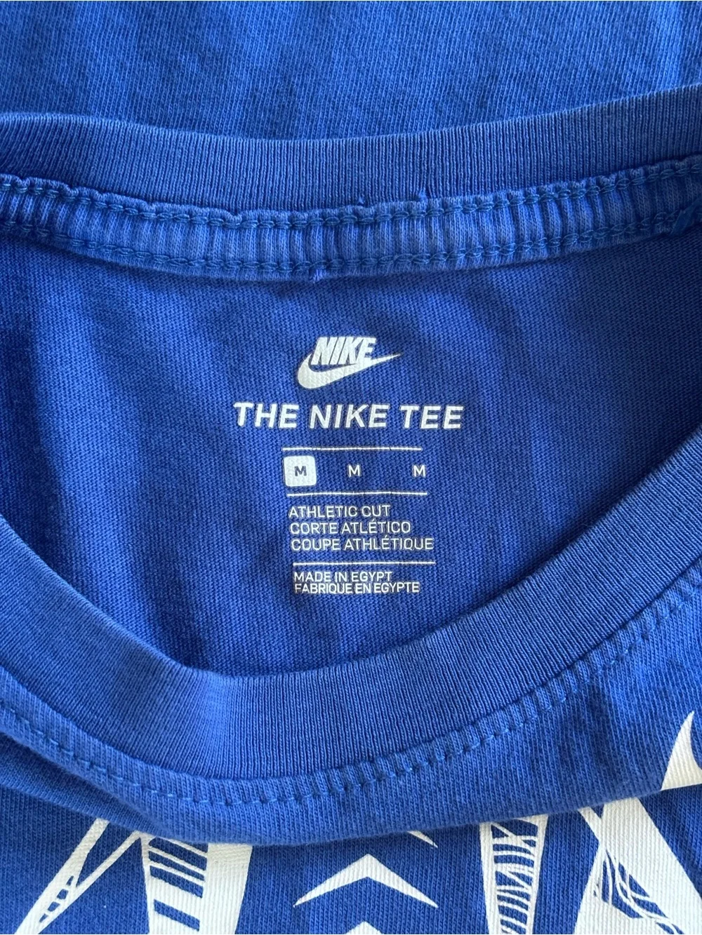 Nike Youth Medium Blue Geometric Football Graphic T Shirt Athletic Cotton Tee